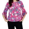 Kasper Floral Printed Ruffle 3/4-Sleeve Blouse