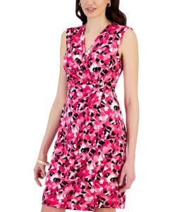 Kasper Women's Sleeveless Printed Faux-Wrap Sheath Dress -Anne Klein Sales Store 23561116 fpx