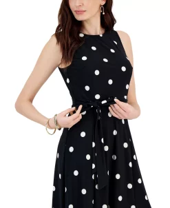 Kasper Fit & Flare Polka Dot Side Tie Dress -Anne Klein Sales Store 23561121 fpx