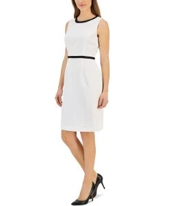 Kasper Women's Stretch Combo Contrast Trim Sheath Dress