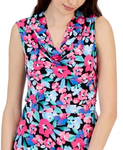 Kasper Women's Floral-Print Sleeveless Cowlneck Top -Anne Klein Sales Store 23561170 fpx
