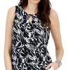 Kasper Printed Sleeveless Diamond Keyhole Blouse