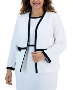 Kasper Plus Size Contrast-Frame Open-Front Blazer -Anne Klein Sales Store 23566820 fpx