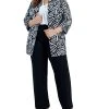 Kasper Plus Size Printed Open-Front 3/4-Sleeve Blazer