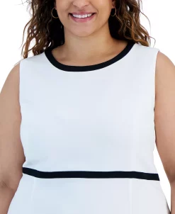 Kasper Plus Size Contrast-Trim Sleeveless Sheath Dress -Anne Klein Sales Store 23566927 fpx