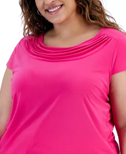 Kasper Plus Size Cap-Sleeve Cowlneck Top -Anne Klein Sales Store 23567019 fpx