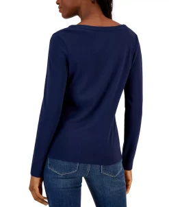 Charter Club Women's Cotton Long-Sleeve V-Neck T-Shirt, Created For Macy's 18 Charter Club Women's Cotton Long-Sleeve V-Neck T-Shirt, Created For Macy's -Anne Klein Sales Store 23567727 fpx