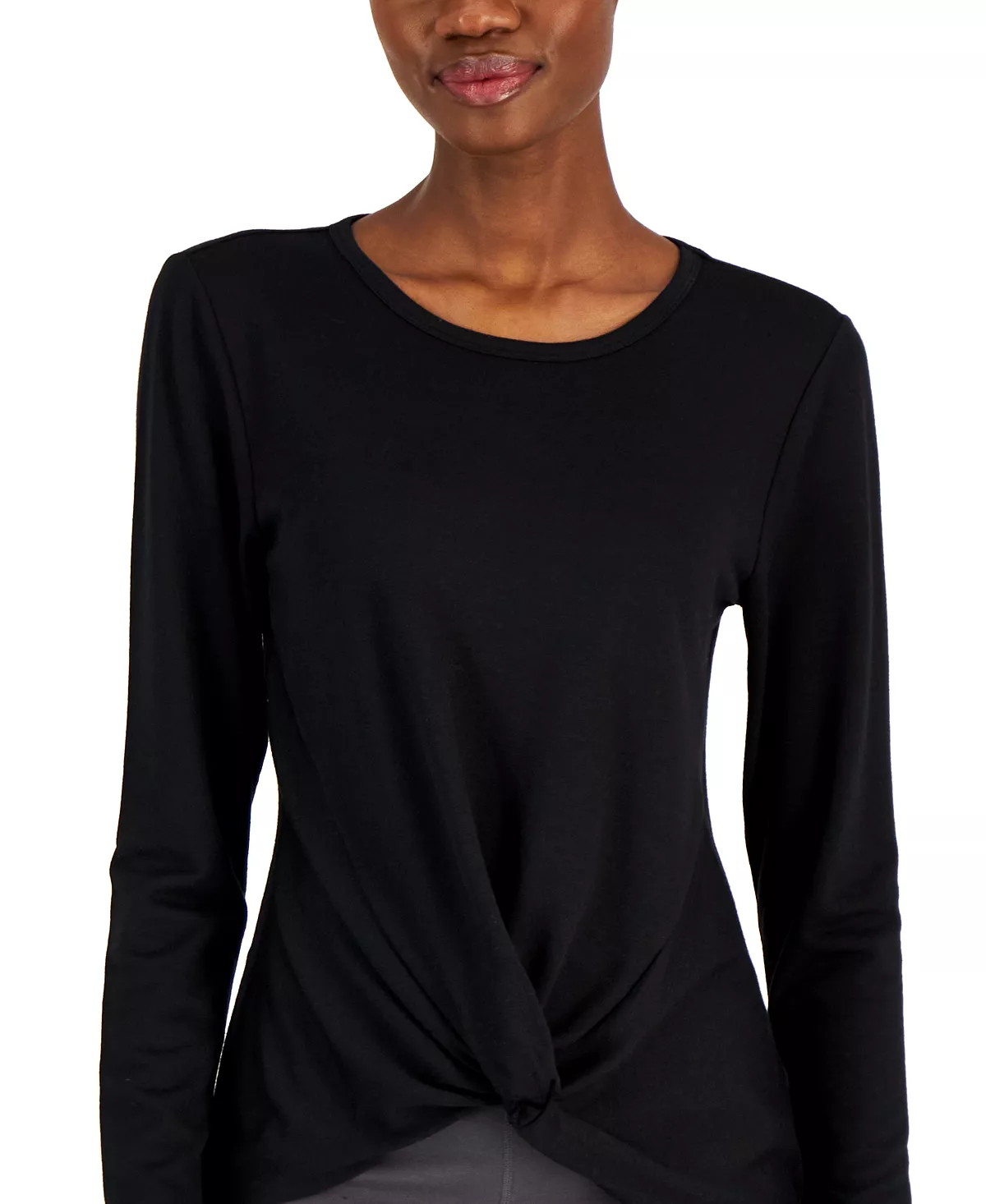 ID Ideology Women's Long-Sleeve Twist-Front Top, Created For Macys 3 ID Ideology Women's Long-Sleeve Twist-Front Top, Created For Macys - Image 3