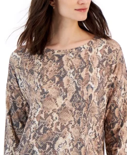 ID Ideology Women's Snake-Embossed Tulip-Hem Sweatshirt, Created For Macy's 6 ID Ideology Women's Snake-Embossed Tulip-Hem Sweatshirt, Created For Macy's -Anne Klein Sales Store 23568134 fpx