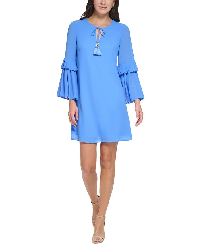 Vince Camuto Women's Flare-Sleeve Tie-Neck Shift Dress 1 Vince Camuto Women's Flare-Sleeve Tie-Neck Shift Dress