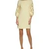 Vince Camuto Women's Signature Stretch Crepe Embroidered-Sleeve Shift Dress