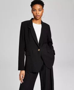 And Now This Women's One-Button Textured Oversized Blazer -Anne Klein Sales Store 23568409 fpx