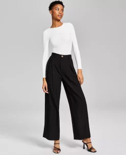 And Now This Women's High-Rise Wide-Leg Textured Trouser Pants 18 And Now This Women's High-Rise Wide-Leg Textured Trouser Pants -Anne Klein Sales Store 23568433 fpx