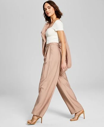 And Now This Women's High-Rise Wide-Leg Textured Trouser Pants 7 And Now This Women's High-Rise Wide-Leg Textured Trouser Pants - Image 7