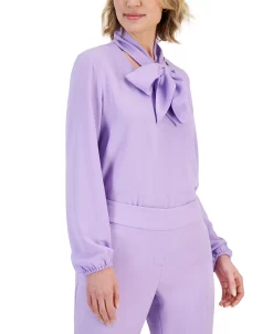 Kasper Women's Long Sleeve Bow Blouse, Regular And Petite Sizes 8 Kasper Women's Long Sleeve Bow Blouse, Regular And Petite Sizes -Anne Klein Sales Store 23568450 fpx