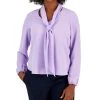 Kasper Women's Long Sleeve Bow Blouse, Regular And Petite Sizes