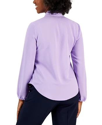 Kasper Women's Long Sleeve Bow Blouse, Regular And Petite Sizes 2 Kasper Women's Long Sleeve Bow Blouse, Regular And Petite Sizes - Image 2