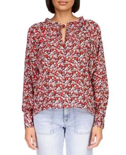 Sanctuary Women's Flower Power Long-Sleeve Tie-Neck Top