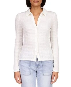 Sanctuary Women's Smocked Button-Front Knit Shirt