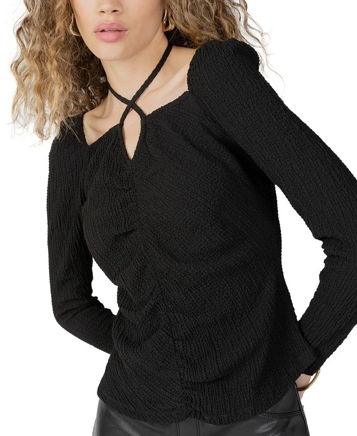 Sanctuary Women's Textured Long-Sleeve Keyhole Halter Top 1 Sanctuary Women's Textured Long-Sleeve Keyhole Halter Top