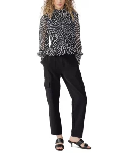 Sanctuary Women's Printed Smocked Mock-Neck Illusion Top -Anne Klein Sales Store 23587138 fpx