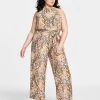 Bar III Plus Size Sleeveless Snake-Print Jumpsuit, Created For Macy's