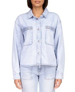 Sanctuary Women's Cropped Cargo Button-Down Denim Jacket