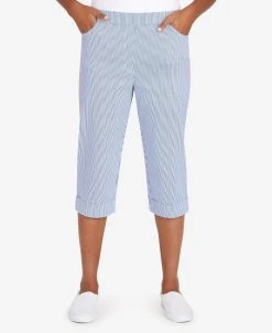 Alfred Dunner Women's Peace Of Mind Stripe Allure Clamdigger Pants