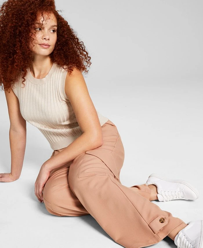 And Now This Women's High-Rise Wide-Leg Cargo Pants 4 And Now This Women's High-Rise Wide-Leg Cargo Pants - Image 4