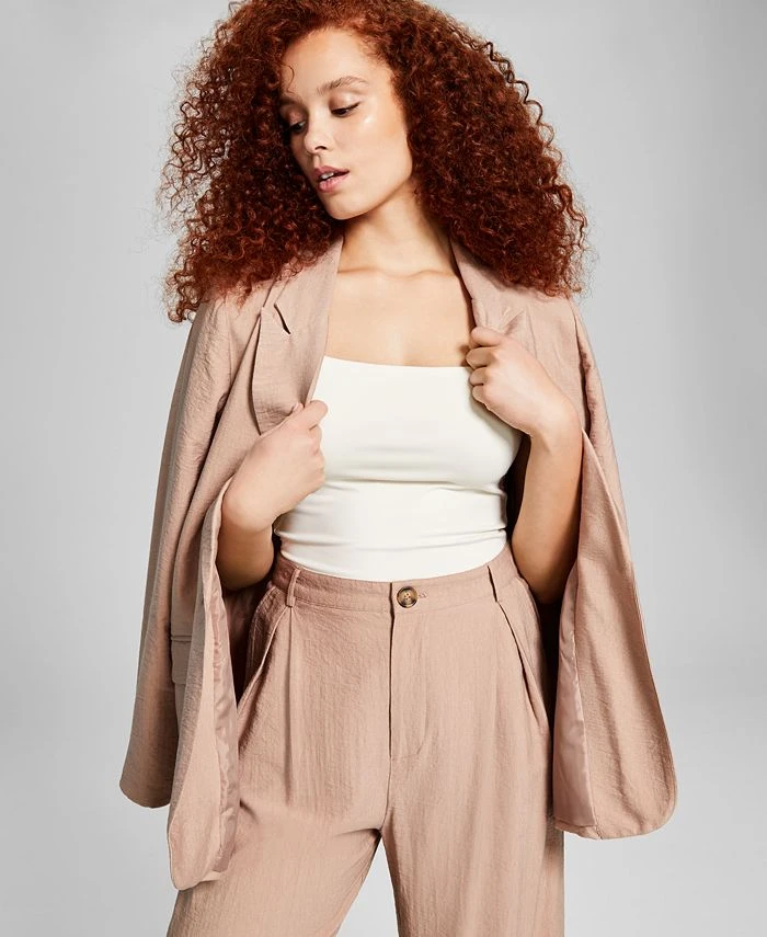 And Now This Women's High-Rise Wide-Leg Textured Trouser Pants 4 And Now This Women's High-Rise Wide-Leg Textured Trouser Pants - Image 4