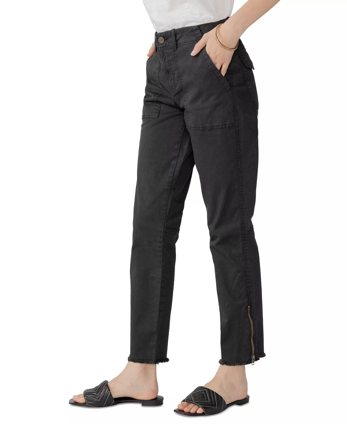 Sanctuary Women's Solid Peace Maker Frayed-Cuff Ankle Pants 3 Sanctuary Women's Solid Peace Maker Frayed-Cuff Ankle Pants - Image 3