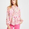 Bar III Women's Floral-Print Tie-Neck Blouse, Created For Macy's