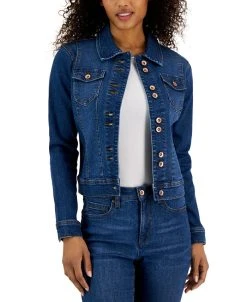 Anne Klein Women's Denim Double-Button Trucker Jacket