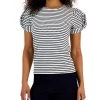 Anne Klein Women's Jacquard Striped Puff-Sleeve Top
