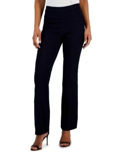Anne Klein Women's Flared Leg Silhouette Pull-On Denim Pants