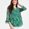 Charter Club Women's Butterfly-Print Pintuck Top, Created For Macy's