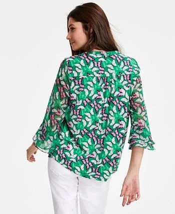 Charter Club Women's Butterfly-Print Pintuck Top, Created For Macy's 2 Charter Club Women's Butterfly-Print Pintuck Top, Created For Macy's - Image 2