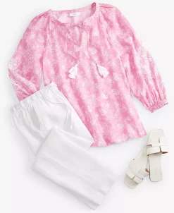 Charter Club Women's Linen Toile-Print Top, Created For Macy's 8 Charter Club Women's Linen Toile-Print Top, Created For Macy's -Anne Klein Sales Store 23601495 fpx