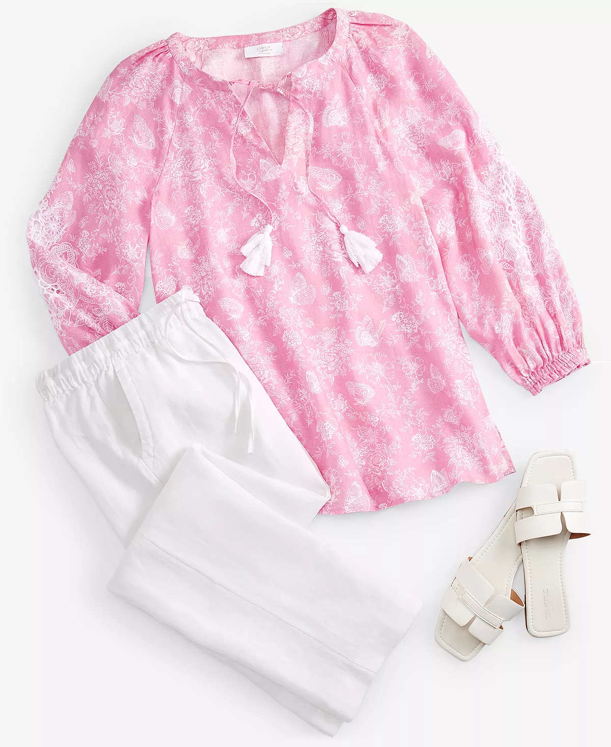 Charter Club Women's Linen Toile-Print Top, Created For Macy's 4 Charter Club Women's Linen Toile-Print Top, Created For Macy's - Image 4