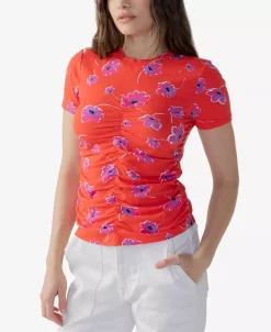 Sanctuary Women's Crewneck Ruched-Front Knit Short-Sleeve Top -Anne Klein Sales Store 23602104 fpx