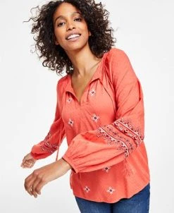 Style & Co Women's Drapey Embroidered Long-Sleeve Top, Created For Macy's 10 Style & Co Women's Drapey Embroidered Long-Sleeve Top, Created For Macy's -Anne Klein Sales Store 23611425 fpx