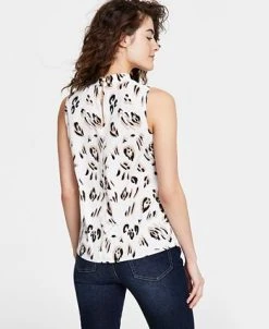 Bar III Women's Animal Print Drape Mock Neck Sleeveless Blouse 5 Bar III Women's Animal Print Drape Mock Neck Sleeveless Blouse -Anne Klein Sales Store 23612400 fpx