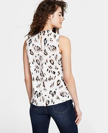 Bar III Women's Animal Print Drape Mock Neck Sleeveless Blouse 2 Bar III Women's Animal Print Drape Mock Neck Sleeveless Blouse - Image 2