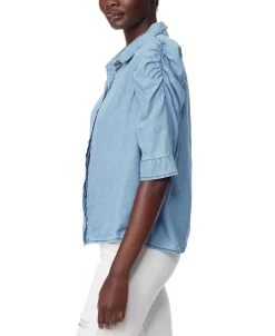 Sam Edelman Women's Puffed-Sleeve Button-Up Shirt 6 Sam Edelman Women's Puffed-Sleeve Button-Up Shirt -Anne Klein Sales Store 23622221 fpx