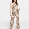 Bar III Women's Sleeveless Snake-Print Jumpsuit, Created For Macy's