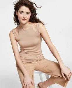 Bar III Women's Cutout Ribbed Tank Top, Created For Macy's -Anne Klein Sales Store 23622270 fpx