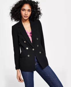 Bar III Women's Textured-Crepe Button-Front Blazer, Created For Macy's 12 Bar III Women's Textured-Crepe Button-Front Blazer, Created For Macy's -Anne Klein Sales Store 23622276 fpx