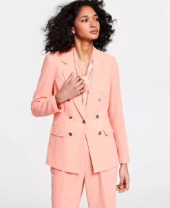 Bar III Women's Textured-Crepe Button-Front Blazer, Created For Macy's 13 Bar III Women's Textured-Crepe Button-Front Blazer, Created For Macy's -Anne Klein Sales Store 23622282 fpx