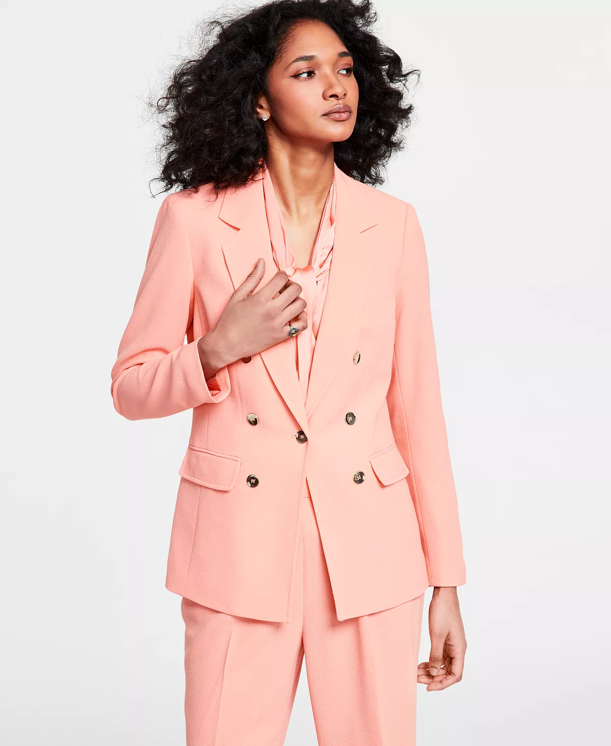 Bar III Women's Textured-Crepe Button-Front Blazer, Created For Macy's 7 Bar III Women's Textured-Crepe Button-Front Blazer, Created For Macy's - Image 7