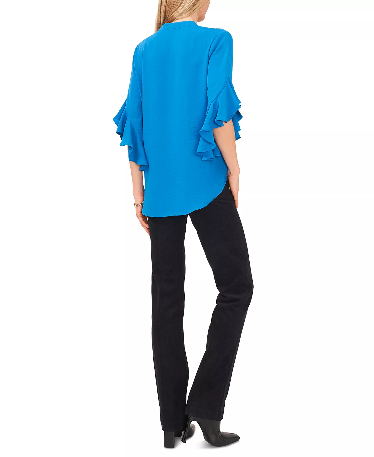 Vince Camuto Women's Ruffle Sleeve Henley Blouse 11 Vince Camuto Women's Ruffle Sleeve Henley Blouse - Image 11